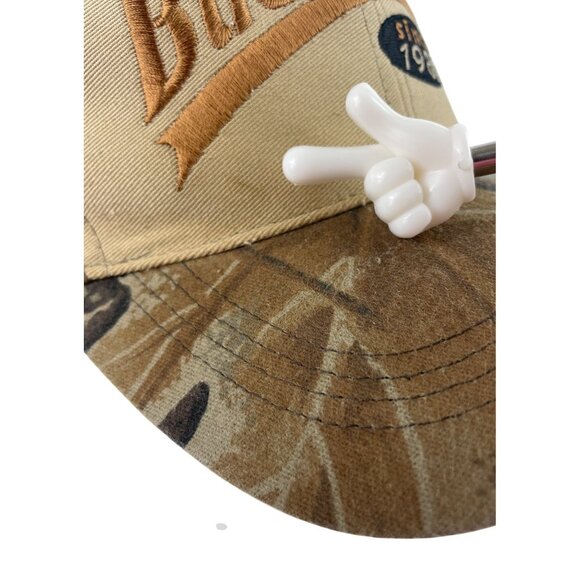 Buckmasters Mens Adjustable Strapback Hat Tan/Camo Hunting Embroidered Cap - Picture 4 of 9